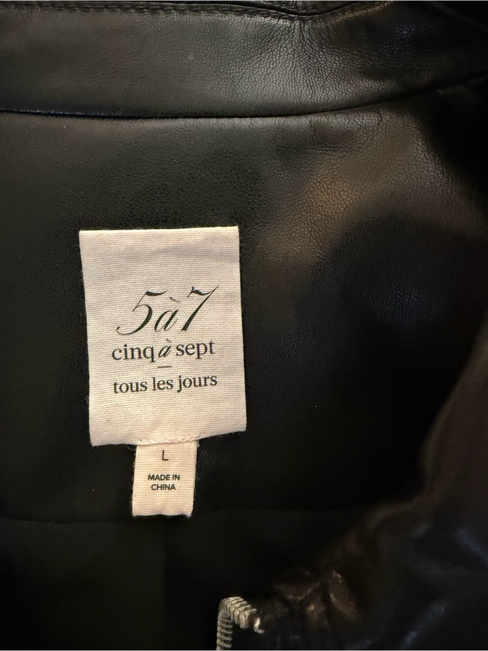 cinq a sept Black  Leather Puff-Sleeve Zip Jacket - Picture 3 of 3